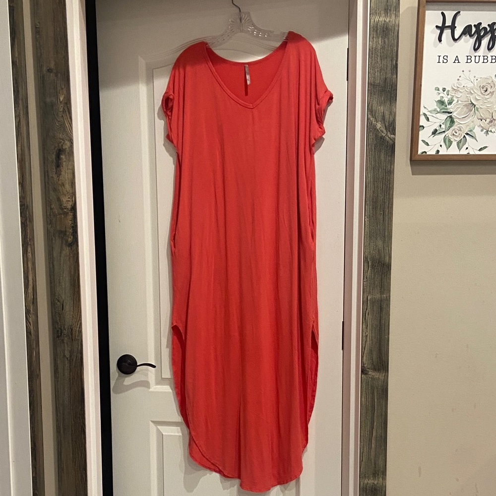 Casual dark peach Maxi Dress